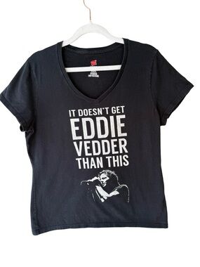Eddie Vedder Graphic Band Tee Pearl Jam Inspired Hanes Black Tee Size M